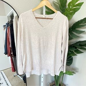 🤍 Style & Co Speckled V-Neck Pullover Sweater | Size Large | Soft Neutral Cozy